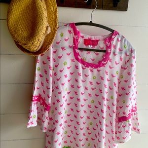Super cute bird pattern tunic or coverup size S (4-6)
